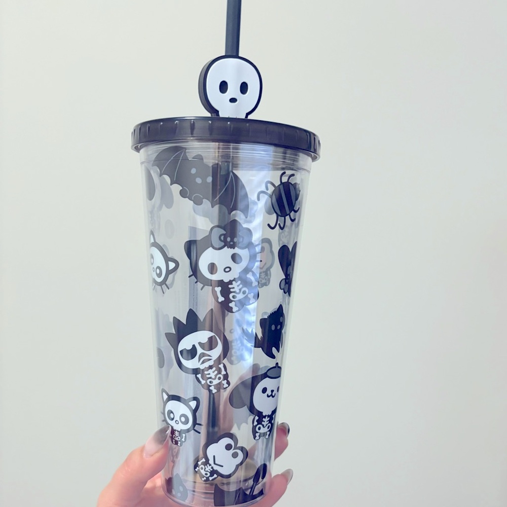 Hot Topic Sanrio Characters Tumbler Black Skeletons Goth Spooky Creepy Cute New